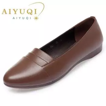 Женская обувь на плоской подошве, женская весенняя обувь из натуральной кожи, женская обувь без шнуровки большого размера для мам среднего возраста 35