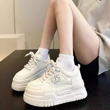 Женская обувь на шнуровке спереди, женская вулканизированная обувь, модная круглая обувь, горячая распродажа, бестселлер, однотонная классическая повседневная обувь 35 белый
