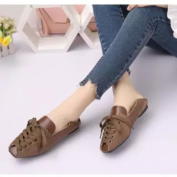 Женская обувь на шнуровке спереди, женские туфли на плоской подошве, модные туфли на плоской подошве с квадратным носком, повседневные туфли на плоской подошве, горячая распродажа, неглубокие однотонные туфли на плоской подошве с низким каблуком 35 хаки