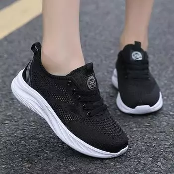 Женская обувь на шнуровке, спортивные уличные летающие тканые кроссовки, удобная легкая нескользящая спортивная обувь для работы в тренажерном зале, повседневная обувь 35