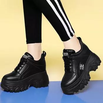 Женская обувь на толстой подошве 10 см, маленькая новая бархатная спортивная полностью черная обувь для папы, женские полусапоги, кожаная обувь 35 бежевый