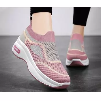 Женская обувь на толстой подошве, классическая повседневная обувь на губчатой подошве, универсальная обувь, увеличивающая рост 36 чёрный