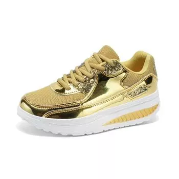 Женская обувь на толстой подошве, увеличивающая рост, сетчатая дышащая спортивная повседневная обувь 36 чёрный