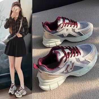 Женская обувь на толстой подошве, женская повседневная спортивная обувь на мягкой подошве, увеличивающая рост 35 красный