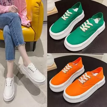 Женская обувь на высоком каблуке 2021 года, весна, новая модная повседневная обувь на платформе с дышащей подошвой 35 белый