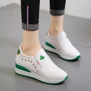 Женская обувь на высоком каблуке, модная повседневная спортивная обувь, удобная обувь для ходьбы на толстой подошве 35 белый