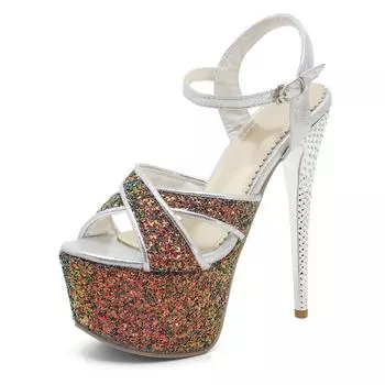 Женская обувь на высоком каблуке, вечернее шоу, туфли на шпильке для танцев на пилоне, туфли-лодочки с кристаллами, туфли с открытым носком 35