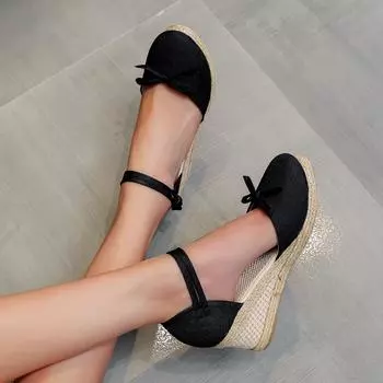 Женская обувь на высоком каблуке, женские Sandalias Zapatos Mujer, женская повседневная обувь, дышащие слипоны, уличные сандалии на танкетке для отдыха 36 чёрный