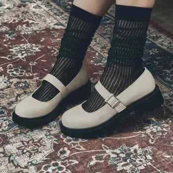 Женская обувь на заказ с круглым носком, 4,5 см, массивный, Мэри Джейн Руди (CW0053IV)-Мэри Джейн 225