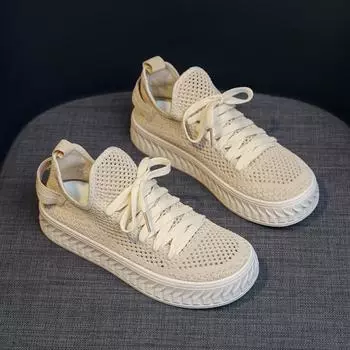 Женская обувь Новая дышащая женская обувь на платформе Модная женская обувь в сетку Женская обувь 36
