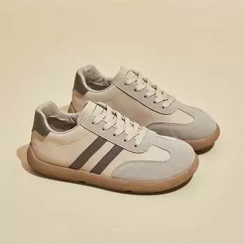 Женская обувь, новая модная повседневная обувь в студенческом стиле с широким носком, мягкая и удобная обувь на плоской подошве, повседневная спортивная обувь для активного отдыха 35 бежевый