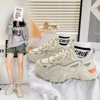 Женская обувь, новая весенняя обувь для папы, студенческая универсальная спортивная обувь на толстой подошве, трендовая повседневная обувь 35