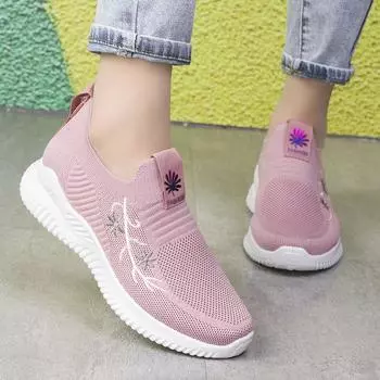 Женская обувь, новинка 2023 года, весенняя повседневная спортивная обувь, дышащая сетчатая обувь для мам, обувь на мягкой подошве 36 розовый