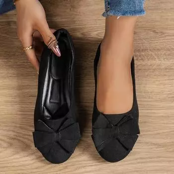 Женская обувь Новые элегантные удобные мокасины с бантом и круглым носком на плоской подошве для женщин Повседневные кроссовки без застежек для женщин 36