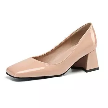 Женская обувь, новые дизайнерские туфли из лаковой кожи на высоких каблуках для женщин, рабочая обувь, женская обувь на массивном каблуке 32