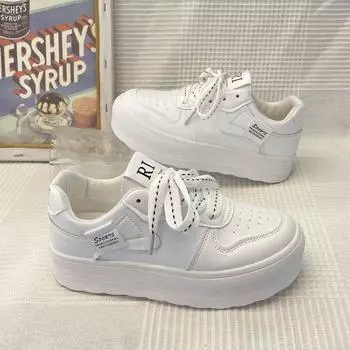 Женская обувь. Новые летние туфли для хлеба. Весенне-летние универсальные повседневные туфли на платформе. Кожаные туфли для скейтборда. Белые туфли на платформе. 35