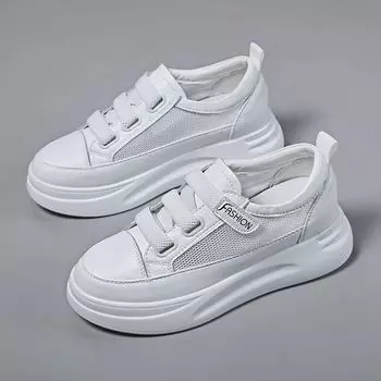 Женская обувь, новые летние туфли специального дизайна с сетчатой подошвой и белой платформой, для студенток, увеличивающие рост, обувь для досок 34 белый