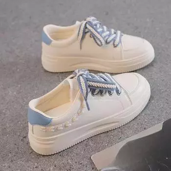 Женская обувь. Новые модные кроссовки. Белая обувь. Летняя дышащая универсальная повседневная обувь на плоской подошве. 35 синий