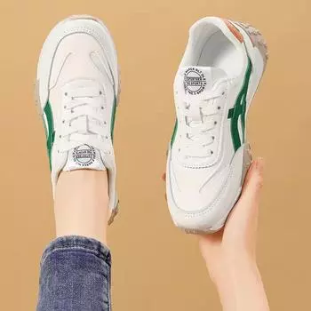 Женская обувь, новые спортивные туфли, белые туфли, весенние, с мягкой подошвой, для бега, с амортизацией, легкие, кожаные, суперлегкие, для учеников младших классов средней школы 35