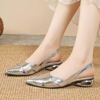 Женская обувь Новые туфли без застежек на щиколотку Женские туфли-лодочки Летние туфли с острым носком Неглубокие однотонные туфли с закрытым носком 35 красный