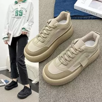 Женская обувь, новые туфли на толстой подошве с большой головкой, женские осенние универсальные повседневные милые туфли на доске, женские кроссовки 35