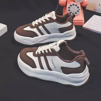 Женская обувь, новые универсальные белые туфли на осень и зиму, универсальные студенческие весенние повседневные кроссовки из кожи с толстой подошвой 35