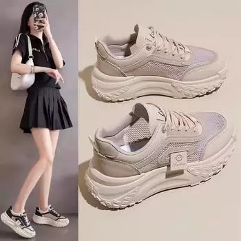 Женская обувь Новые универсальные кроссовки с сеткой для студентов на платформе для пап, летняя обувь для беременных с вырезами 35
