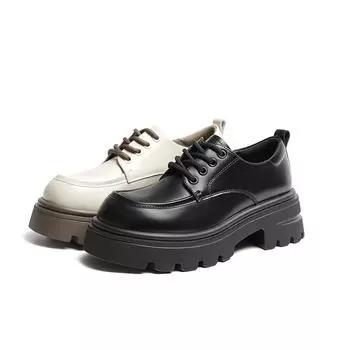 Женская обувь, новые весенние лоферы на шнуровке, универсальная женская обувь в консервативном стиле, кожаные туфли на платформе 35 чёрный