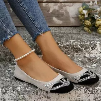 Женская обувь, новые весенние женские туфли на плоской подошве со сверкающими стразами, легкая повседневная удобная прогулочная рабочая обувь 35