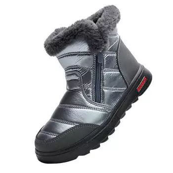 Женская обувь Новые высокие хлопковые туфли Модные зимние ботинки из флиса с защитой от холода и добавлением тепла Зимние хлопковые ботинки 35