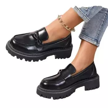 Женская обувь Новые женские туфли без застежек на высоком каблуке Осенние туфли с круглым носком Однотонные туфли Мэри Джейн на среднем каблуке Водонепроницаемые мокасины Другое 35