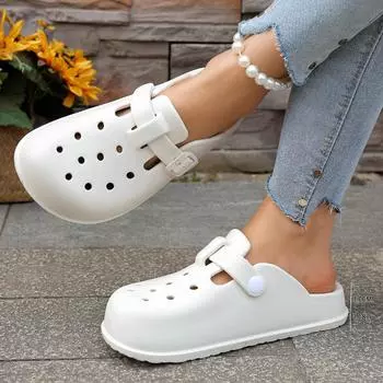 Женская обувь, новый стиль, мода, полые, дышащие, для отдыха, большого размера, без застежек, удобные, простые, женские тапочки 36