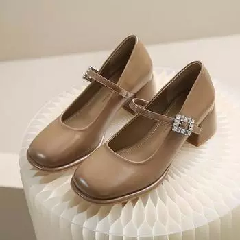 Женская обувь, однотонная женская обувь с квадратным носком, весна-лето, новая уличная повседневная модельная обувь, женская обувь на квадратном каблуке 34