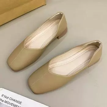 Женская обувь осень мелкий носок повседневные женские кроссовки балетки квадратный носок осень новые летние мокасины PU мода 35