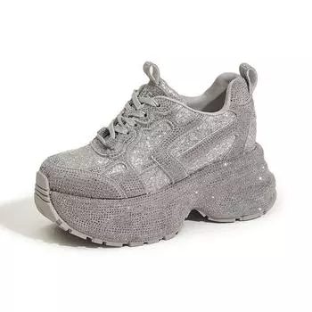 Женская обувь осень модная универсальная внутренняя увеличивающая рост женская обувь повседневная спортивная обувь 39 чёрный