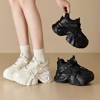 Женская обувь осень новая толстая подошва внутренняя высота увеличивается повседневная обувь легкая высококачественная спортивная обувь для папы дети 33 белый