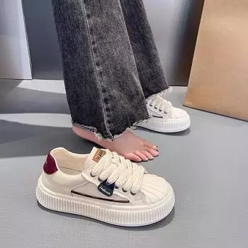 Женская обувь осень новые кожаные туфли Niche Shell Head белые туфли на платформе универсальные спортивные туфли для сноуборда повседневные 35 красный