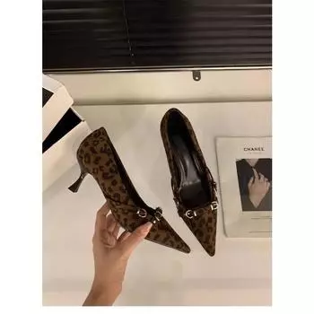 Женская обувь осень сексуальные острые каблуки для женщин Простые элегантные свадебные туфли невесты леопардовый бархат мода 35