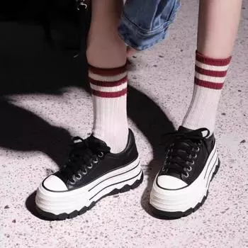 Женская обувь осень высокие маленькие белые туфли спортивная повседневная обувь толстая подошва пластина обувь женская прилив 35 белый