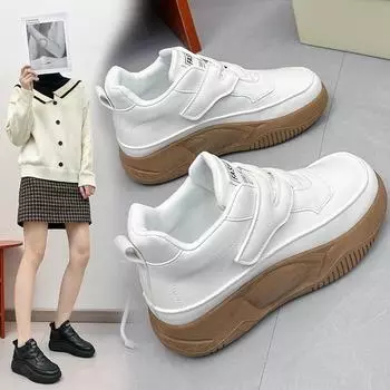 Женская обувь, осенне-зимняя новинка, белые туфли с высоким берцем в корейском стиле, универсальная студенческая повседневная обувь на платформе, модная K8601-5 35