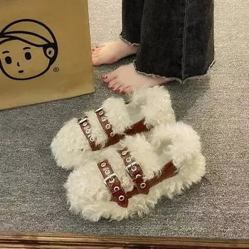 Женская обувь, осенние лоферы без шнуровки, женские повседневные меховые кроссовки с квадратным носком, осенняя зимняя обувь без шнуровки с неглубоким носком 35 чёрный