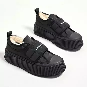 Женская обувь парусиновая обувь женская 2024 новинка осень и зима новые толстые подошвы Daddy Cookie туфли белые кроссовки с белым оттенком женские 35 чёрный