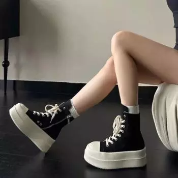 Женская обувь парусиновые туфли на толстой подошве гигантские туфли на шнуровке на толстой подошве черные кроссовки для уличных танцев для ходьбы скейтборд кроссовки роскошные парные туфли 35