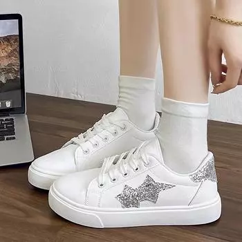 Женская обувь Повседневная обувь для активного отдыха Белые туфли Кожаные туфли на мягкой подошве со шнуровкой на плоской подошве Женские кроссовки Кроссовки для ходьбы D280 35