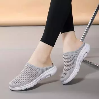 Женская обувь повседневная обувь с увеличенным размером, женские кроссовки на нескользящей платформе для женщин, дышащие сетчатые тапочки для ходьбы на открытом воздухе 35 фиолетовый