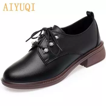 Женская обувь, повседневные женские туфли из натуральной кожи большого размера, оксфорды, женские туфли на шнуровке в британском стиле 35
