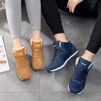 Женская обувь Повседневные зимние ботильоны Женские ботинки Теплые плюшевые кроссовки Парные черные Большие размеры Бесплатная доставка Посылка Доставка 35 коричневый