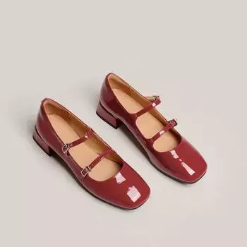 Женская обувь Ретро балетки на толстом каблуке для женщин на среднем каблуке Мэри Джейн одинарные туфли Zapatos De Mujer 2025 35 чёрный