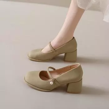 Женская обувь с круглым носком, осенняя женская обувь с открытым носком, новые однотонные слипоны с круглым носком, толстая женская обувь 34