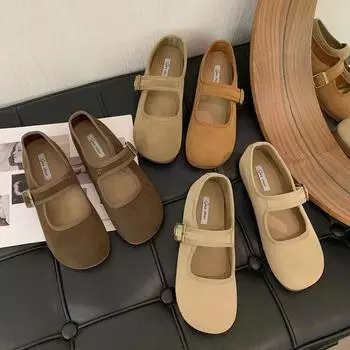 Женская обувь с круглым носком, повседневные лоферы, женские туфли на плоской подошве, мягкие, весна-осень 2024, модные однотонные мокасины с пряжкой 35 бежевый